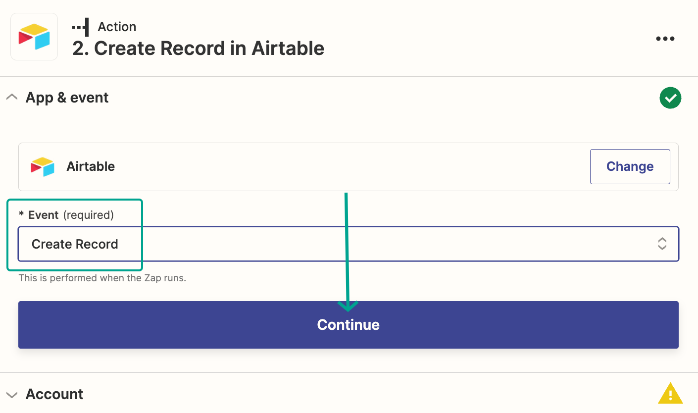 Select Airtable Event - Create Record