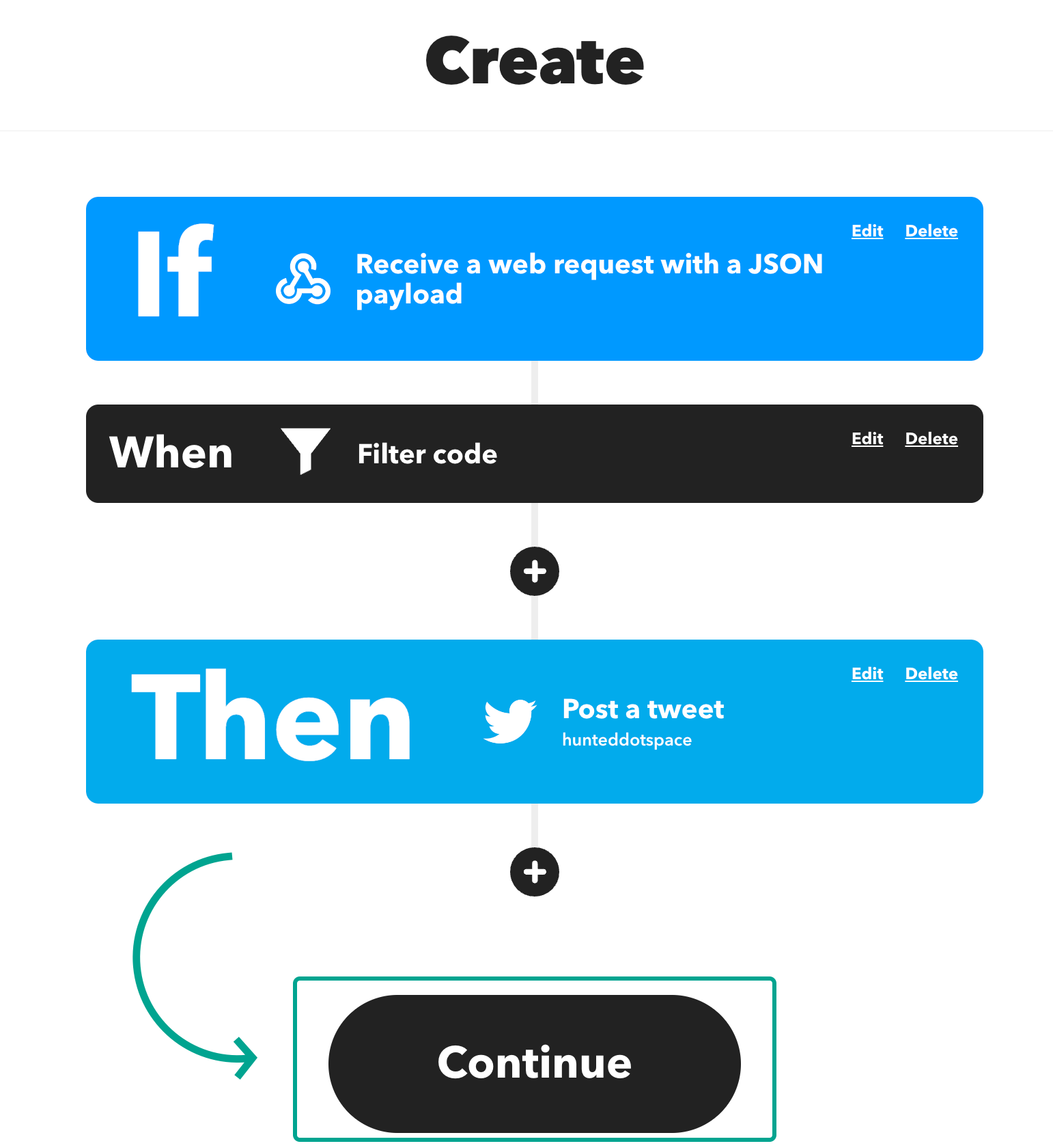 IFTTT continue to create applet